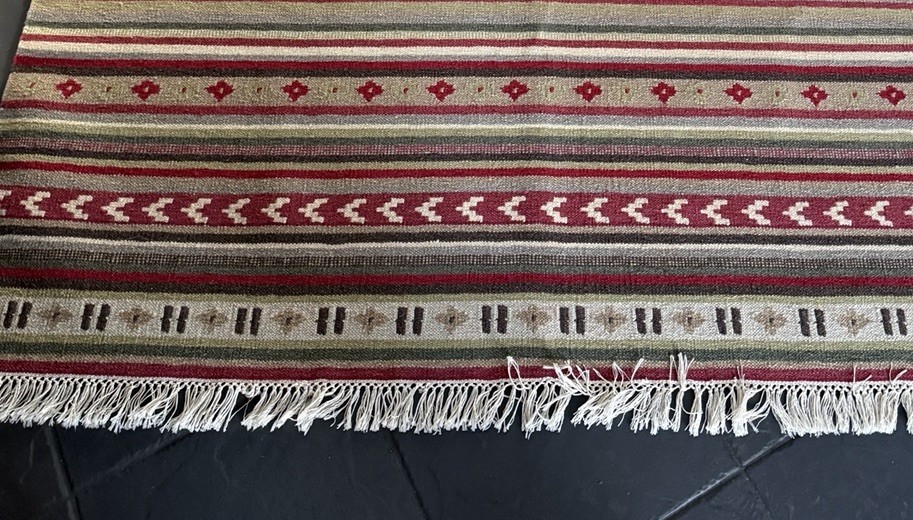 Handwoven Wool Kilim Rug 55” x76” Tribal Geometric Flatweave Southwestern Style gallery