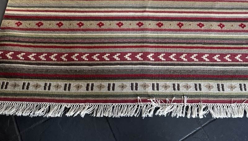 Handwoven Wool Kilim Rug 55” x76” Tribal Geometric Flatweave Southwestern Style gallery