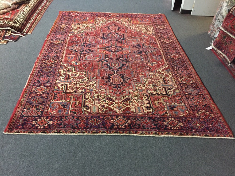 Semi Antique Hand Knotted Vintage Serapi Herizz Area Rug Geometric 8x11ft,#2496