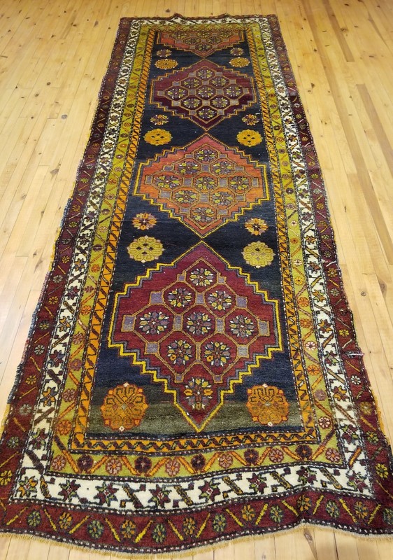 Rare 1930-1939s Antique Wool Pile 3'8×10'6'' Natural Dye High Karabahk Region gallery