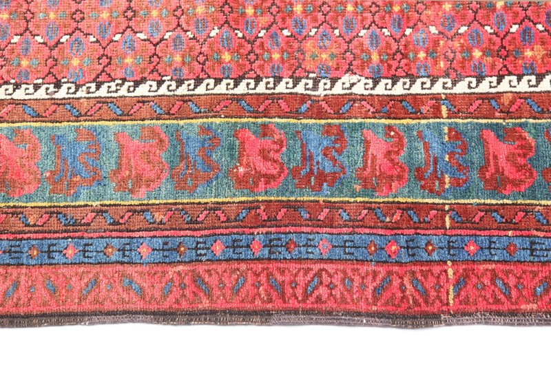 Antique Caucasian Zehur Rug with Rose Pink Tribal Hand Knotted Wool Carpet gallery