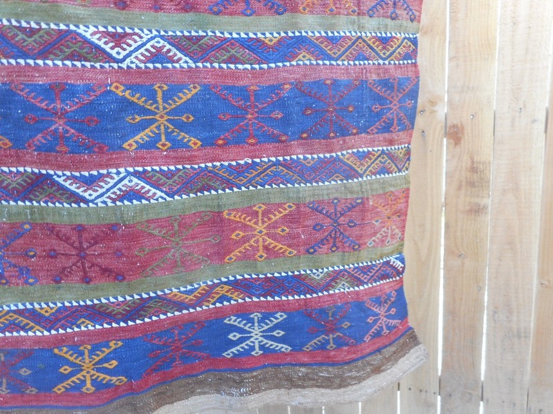 Antique Anatolian Tribal Turkish Soumak Flat Weave Oriental Rug 30" X 41" gallery