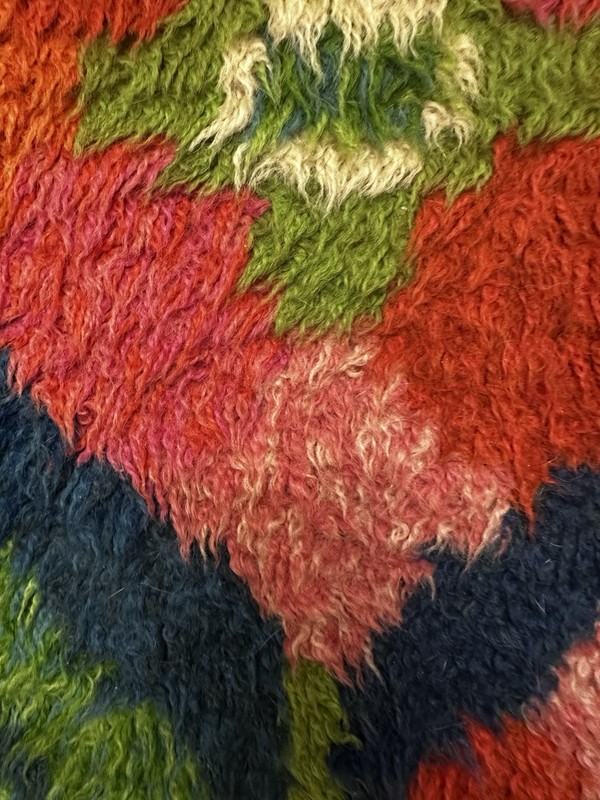 VINTAGE MID CENTURY MODERN SCANDINAVIAN RYA RUG SHAG WOOL WALL HANGING 35X56 gallery