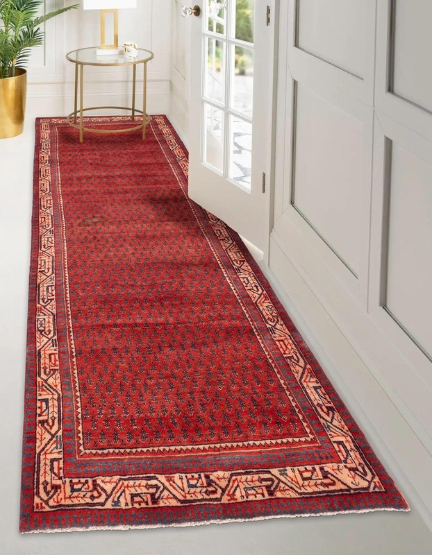 3'7" x 10'0" Vintage Hand-knotted Runner Rug Traditional Oriental Wool Carpet gallery