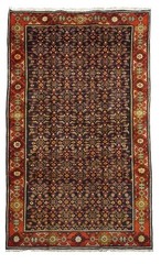 Antique Per’sian Mahal Herati Fish Rug 61×120 Hand Knotted Gallery Runner 1940