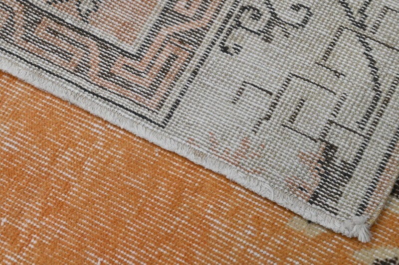 Oushak Turkish Vintage Rug 7x9 Kilim Rug Anatolian Handmade Boho Decor ORANGE gallery