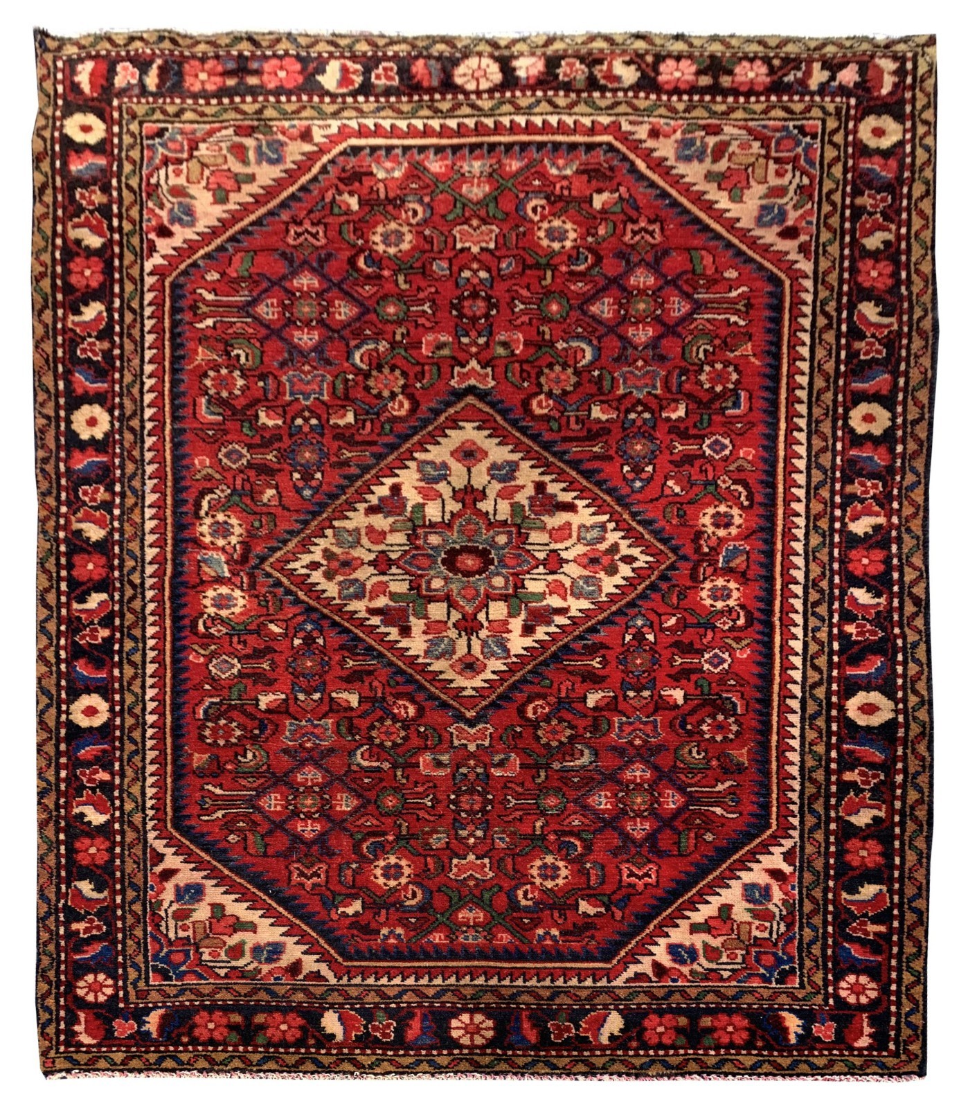 Genuine Hand Knotted Vintage Hamidoun Wool Area Rug 5.2 x 3.5 Ft gallery