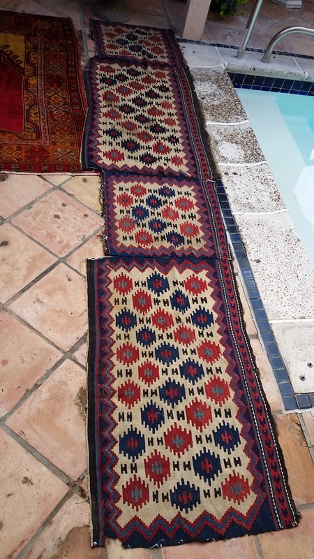 Antique Caucasian Shirvan carpet kilim mafrash bag face gallery