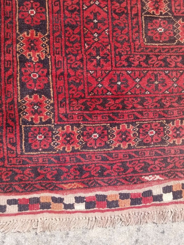 Authentic Hand Knotted Vintage Afghan Turkmen Wool Area Carpet Rug 9.5x6.4ft gallery