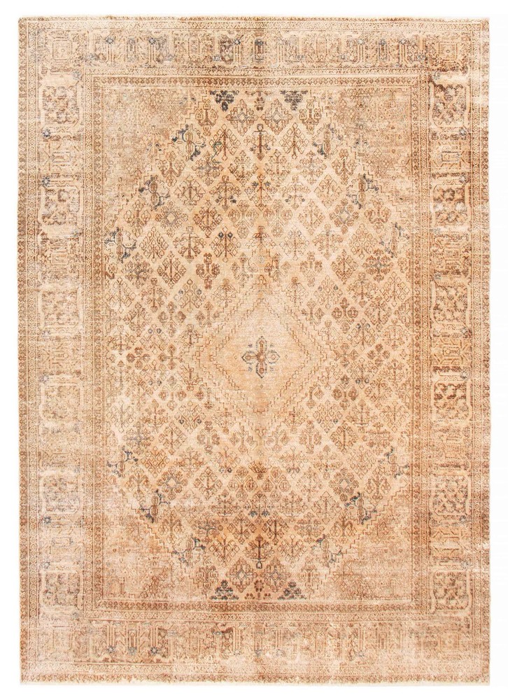 Vintage Hand-Knotted Area Rug 7'3" x 9'11" Traditional Oriental Wool Carpet