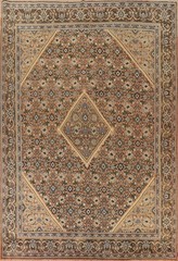 Orange Traditional Area Rug 10×13 Hand-knotted Wool Geometric Pattern Vintage