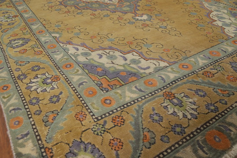 Gold Wool Traditional Hand-knotted Living Room Area Rug 6x9 Vintage Carpet gallery