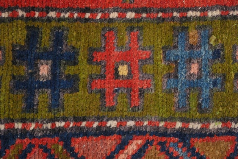 Vintage Geometric Rust Wool Hand-knotted 10 ft Runner Rug Tribal Carpet 4x10 gallery