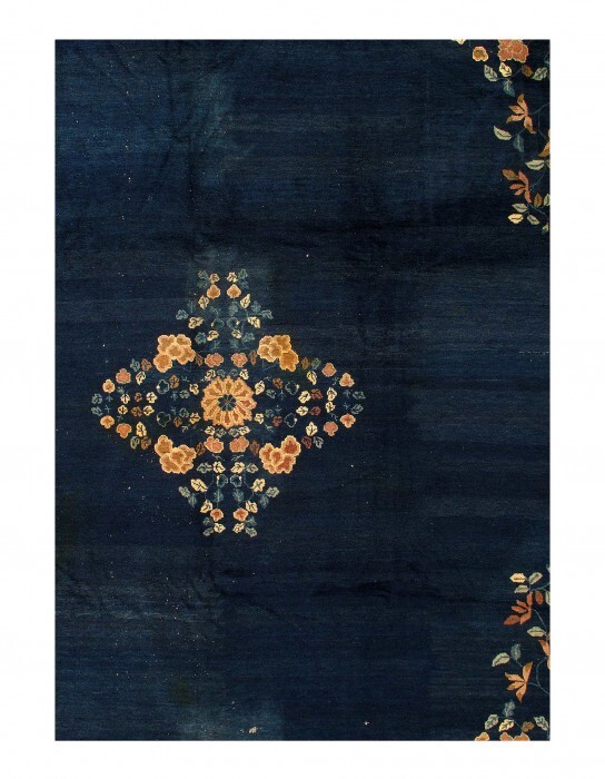 Navy Blue Antique Chinese Art Deco Rug 8'11'' X 11'6'' gallery