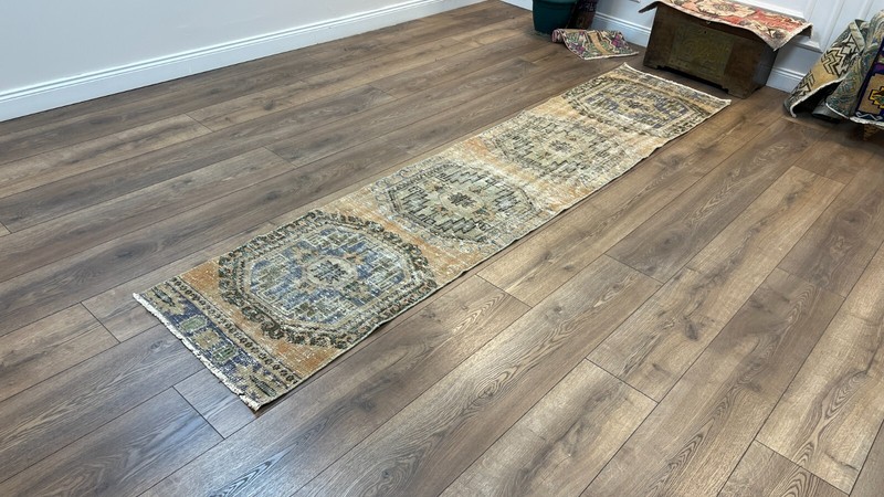 2.2 x 10.2 Ft, Brown Runner Rug, Handmade Runner Rug, Wool Rug, Woven Rug gallery