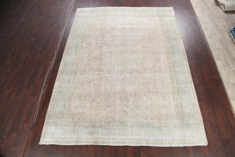 Muted Semi Antique Traditional Floral Area Rug Distressed Oriental Handmade 9x13 gallery