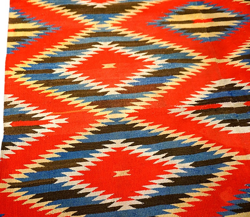 3'x4' Antique Rustic Red Color Allover Geometric Native American Navajo Flat gallery