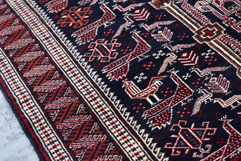 3'2 x 4'7 Fine quality vintage handmade afghan tribal baluchi pictorial rug, 3x5 gallery