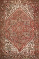 Geometric Dining Room Area Rug 10×13 Medallion Hand-made Wool Vintage Carpet