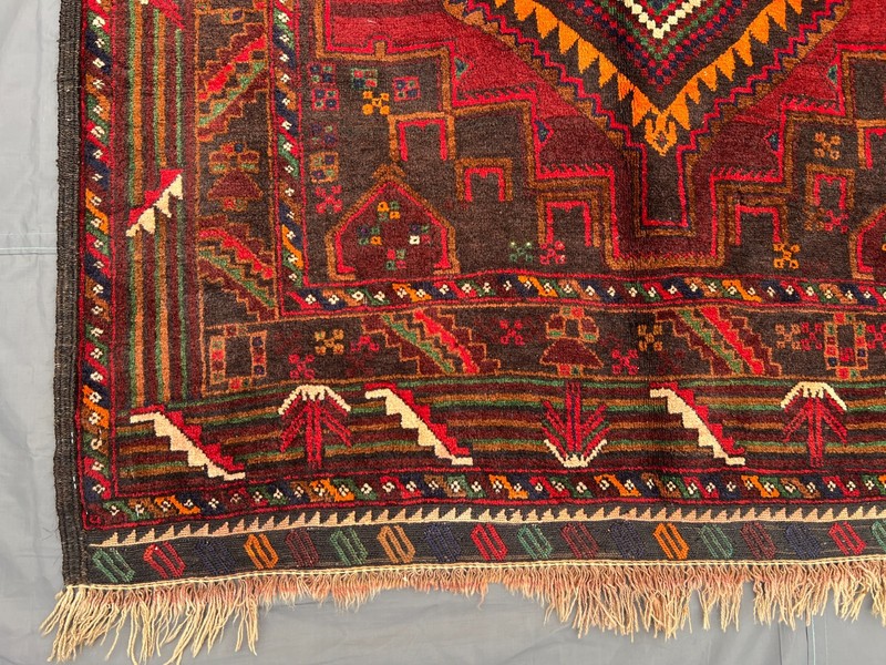 3'9x7'2 ft Vintage Afghan Geometric Diamond Hand Knotted Tribal Runner Rug gallery