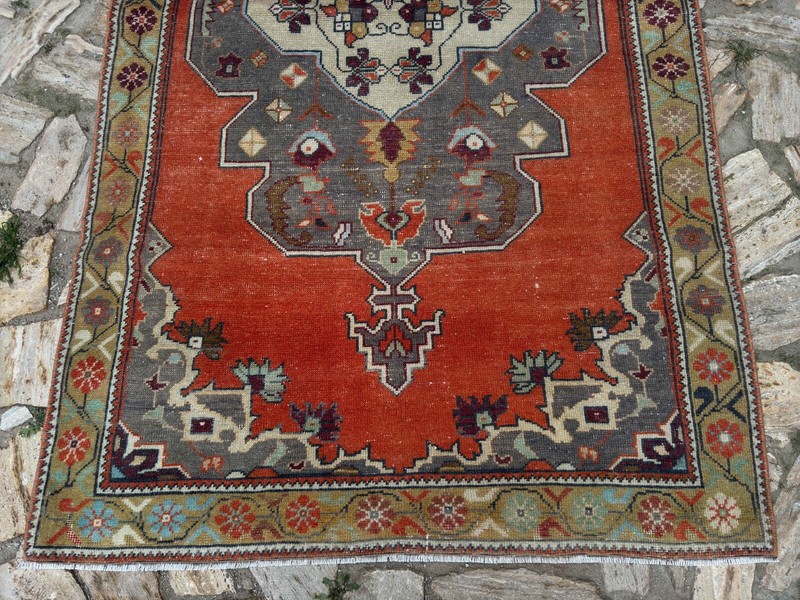 Hand-Knotted Vintage Area Rug 4x8 Pale Orange Wool Traditional Carpet Anatolian gallery