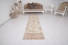 2 x 10 Neutral Vintage Oushak Runner Rug Turkish Carpet Traditional Rug 530