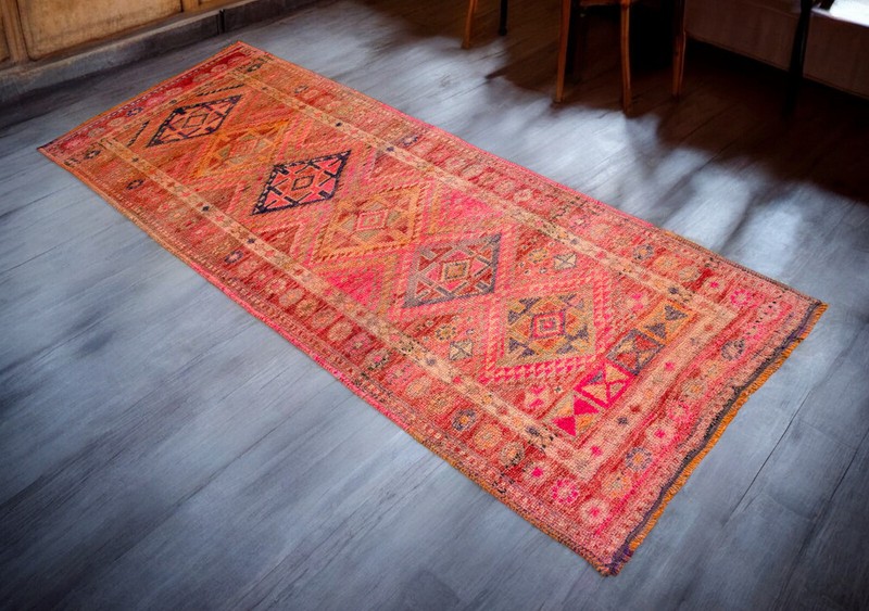Antique Turkish Runner Hand made Natural Dyes Short Runner Rug 2.11 x 7.9 ft gallery