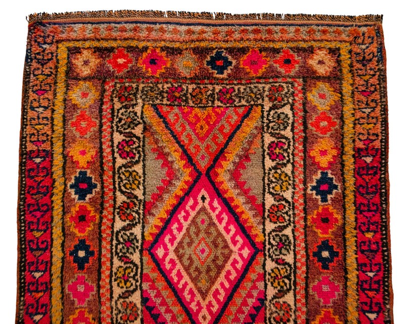 Antique Turkish Rug Hand made Natural Dyes Wool Area Rug 3.5 x 7.1 ft gallery