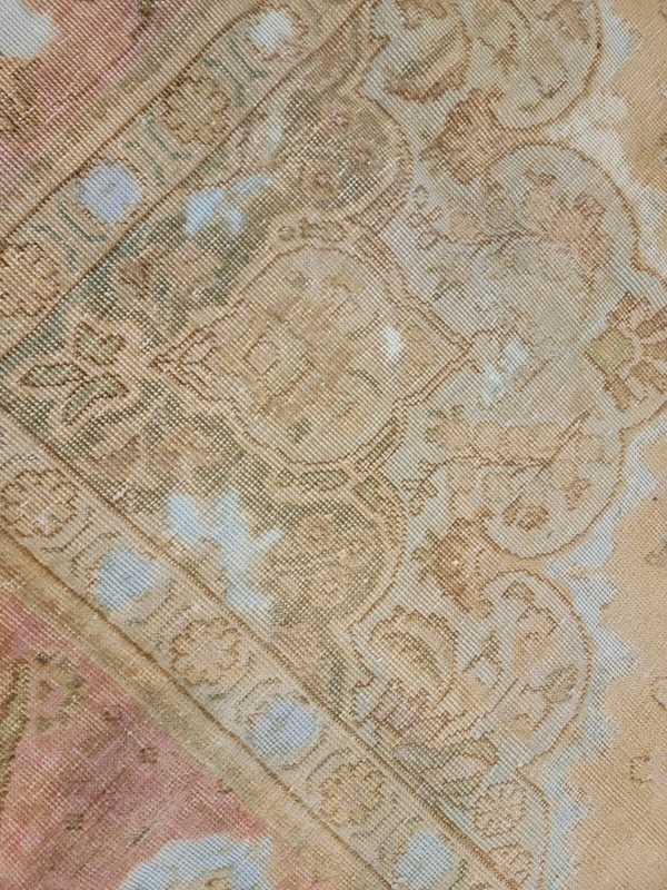 Antique Oriental Hand-Knotted Wool Area Rug Distressed Beige/Blue 9'9" x 12'7" gallery