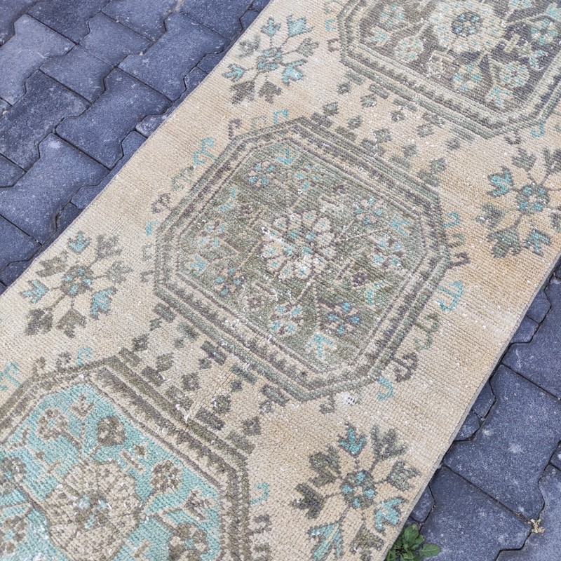 Pastel Vintage Area Rug 2.62 x 6.36 ft , 3x6 Handmade Wool Rug 80 x 194 cm gallery
