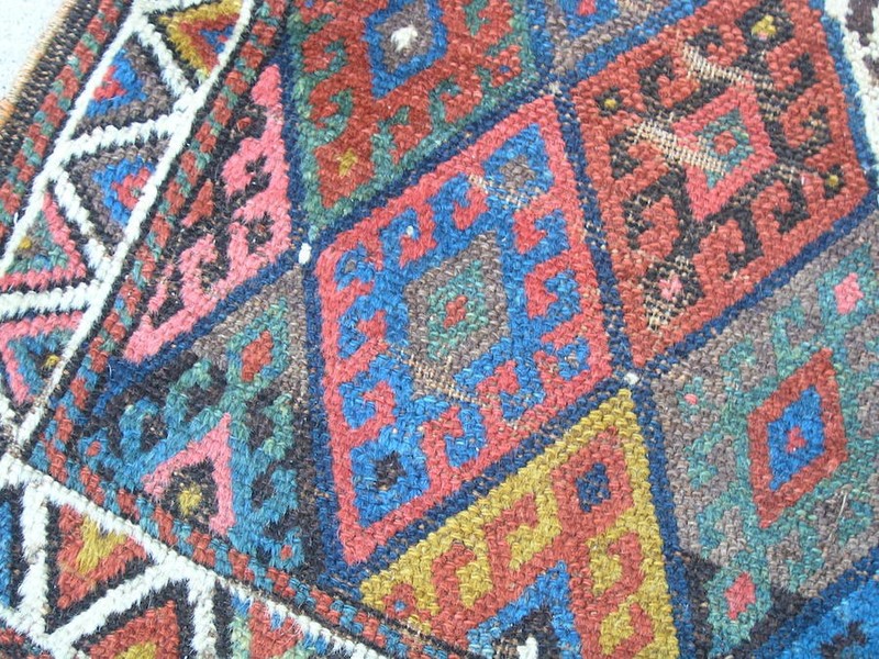 Antique 19th Century Jaff Kurd Kurdish Bag Face 25x28" Exceptional Colors Washed gallery