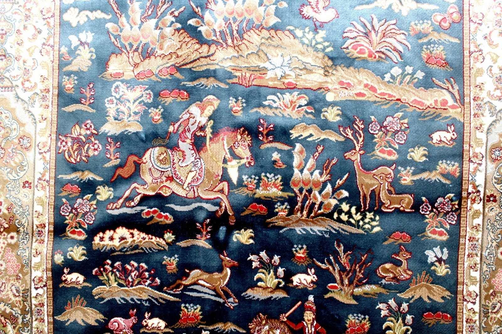 6X4 SPECTACULAR NEW 1000KPSI HI QLTY POWER LOOMED SILK QUOMM HUNTING TURKISH RUG gallery