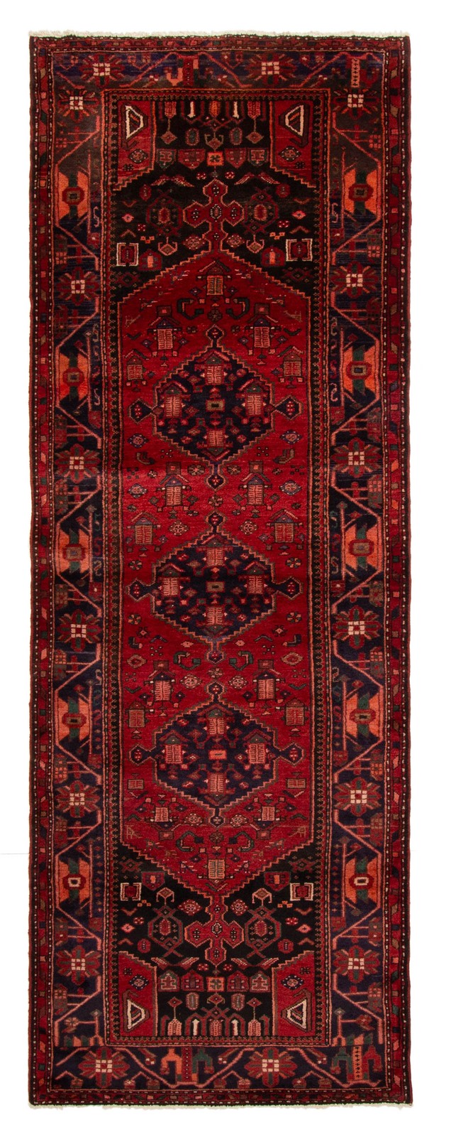 3'6" x 10'1" Vintage Hand-knotted Runner Rug Traditional Oriental Wool Carpet gallery