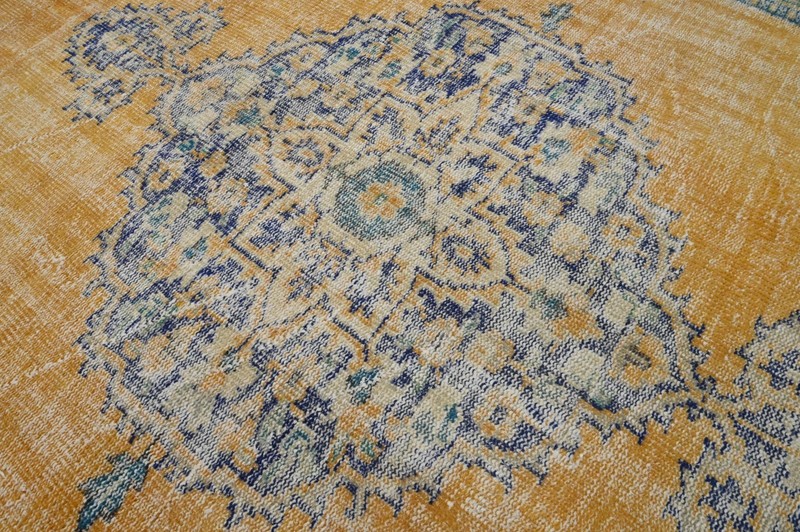 Oushak Turkish Vintage Rug 7x10 Kilim Rug Anatolian Handmade Boho Decor YELLOW gallery