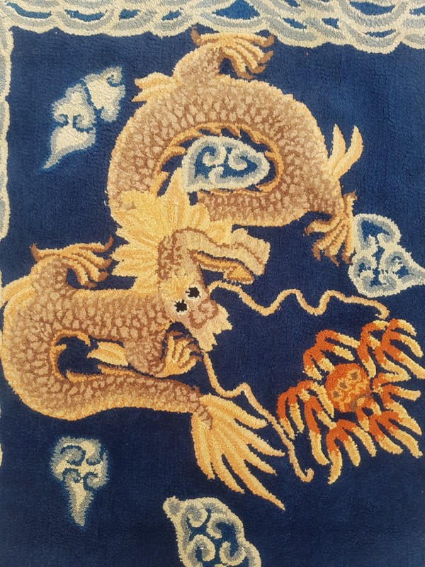 Vintage Tibetan Chinese Handmade Dragon Multicolor Wool Rug Carpet 138x70 cm gallery