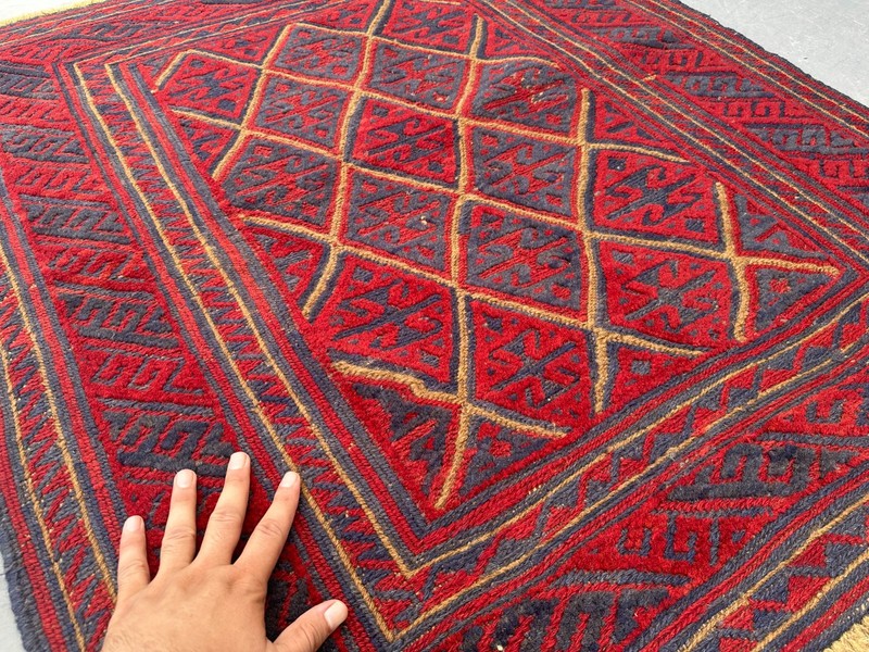3'7 x 4'1 Vintage Afghan Hand Knotted Tribal Rug Geometric Wool Living Room Rug gallery