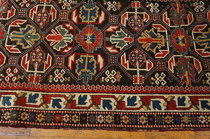 3'x7' Late 19th Century Graphic Antique Tribal Geometric Caucasian Kazak Rug gallery