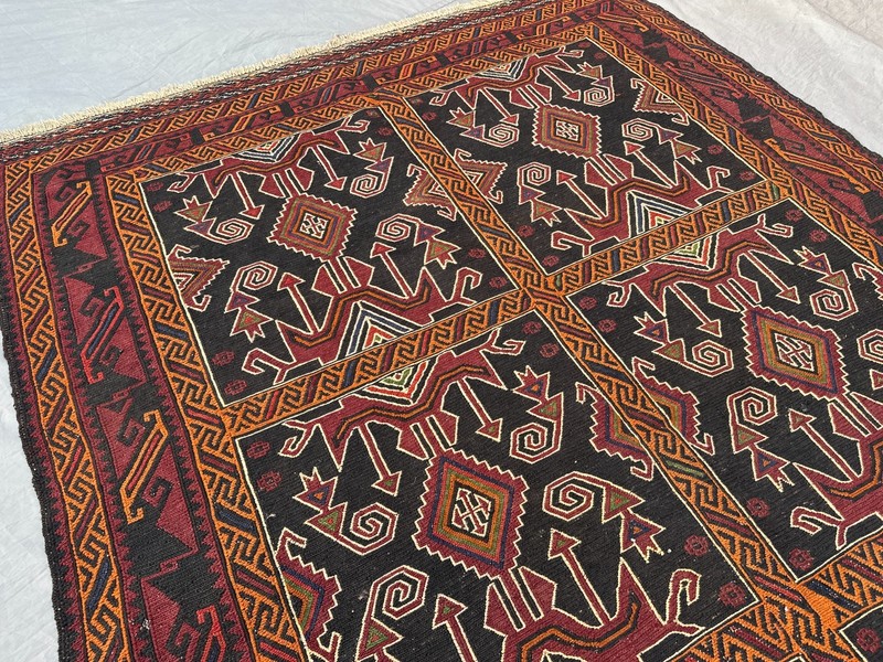 4'10 x 7'2 ft Vintage Hand Woven Maldari Kilim Rug Tribal Flat Weave Decor Rug gallery