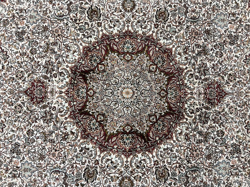 Silk Indian Kashmiri Rug 9x11 ft Large Vintage Indo Handmade Fine Oriental Rug gallery
