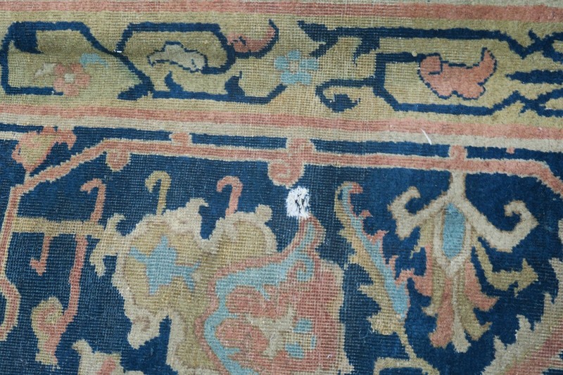 Antique Samarkand Rug 8'8x11'8 Hand Knotted Wool Blue Distressed Shabby Oushak gallery