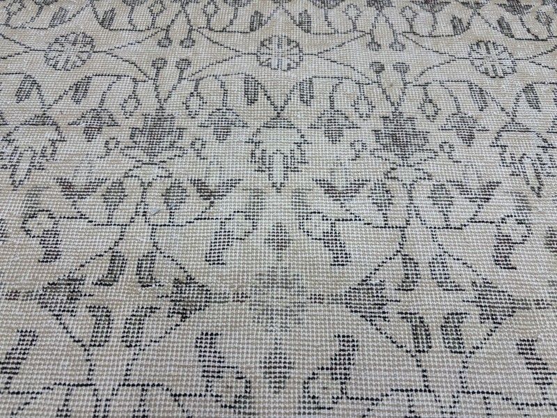 7x10 Vintage Beige Neutral Turkish Area Rug: Hand-Knotted Wool Living Room Rug gallery