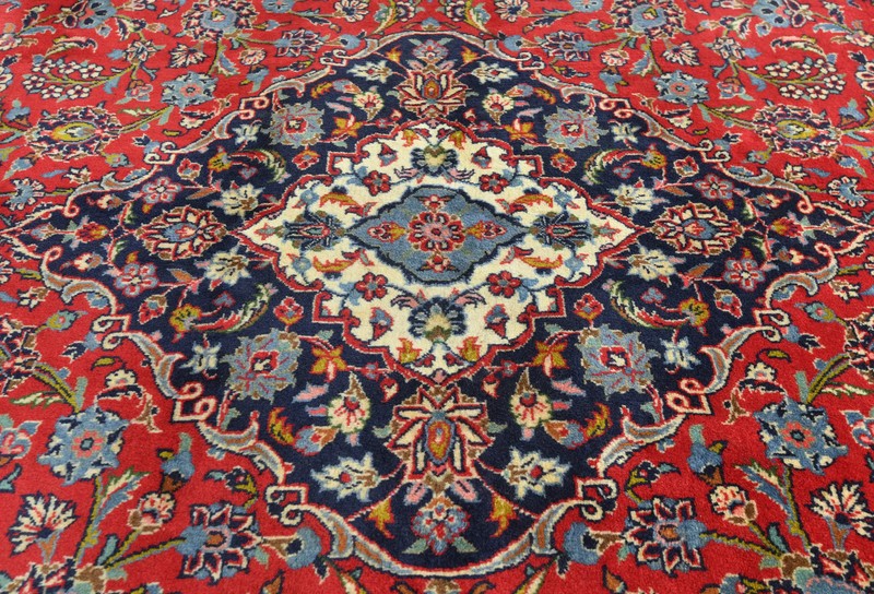Vintage Hand-Knotted Red Floral Oriental Bedroom Carpet Rug 8'1 X 11'3 ft gallery