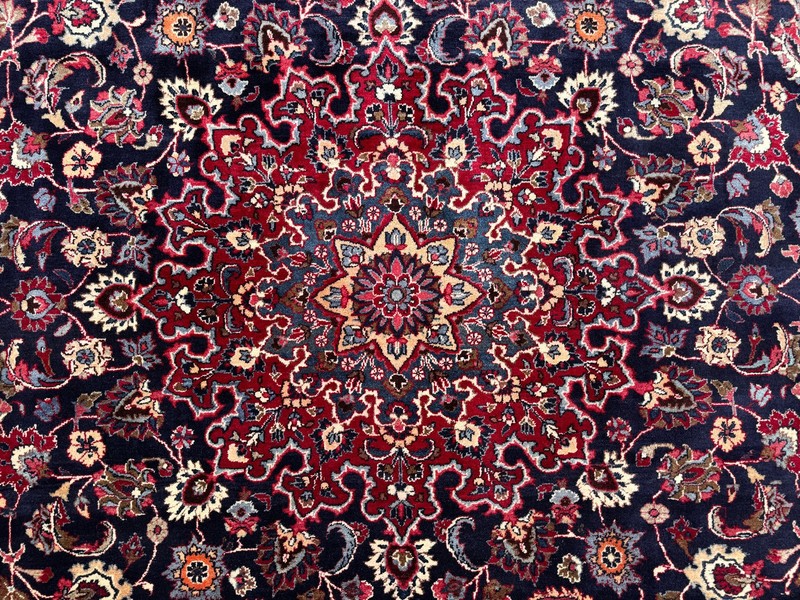 9x12 BLUE VINTAGE ORIENTAL RUG HAND-KNOTTED handmade ANTIQUE navy fine wool 8x11 gallery