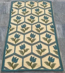 Vintage Handmade Aubusson Rug French Style Chain Stitch Needlepoint Rug 3×5 ft