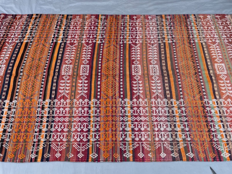 Vintage Afghan Baluchi Kilim Rug 4'2 x 10'10 ft Tribal Wool Geometric Runner gallery