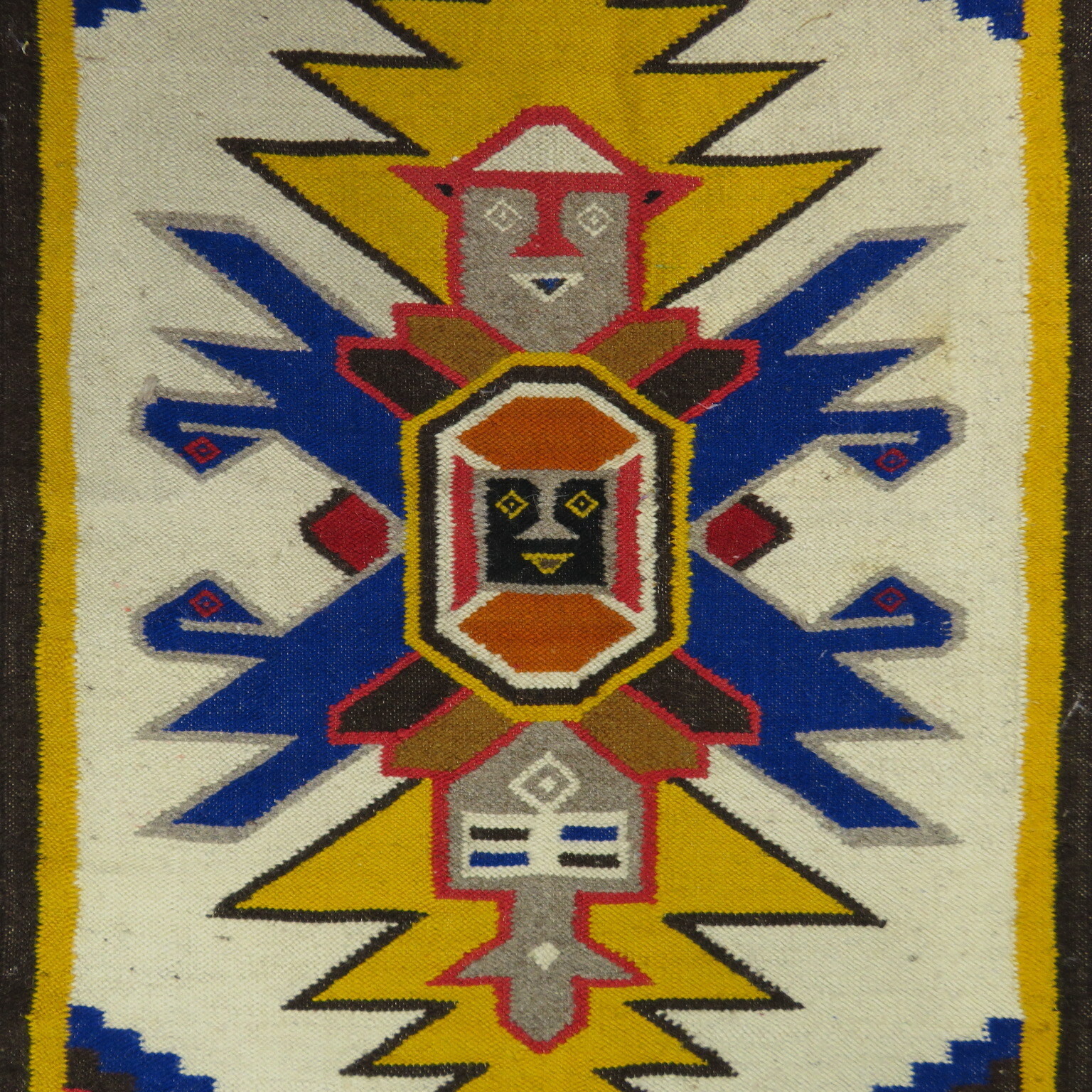 Rare VTG Tribal Native American Aztec Incan Southwestern Virgin Wool Rug 80s 90s gallery
