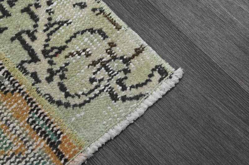 Vintage Turkish Runner Rug 2x6ft Wool Anatolian Handmade Hallway Oushak GREEN gallery