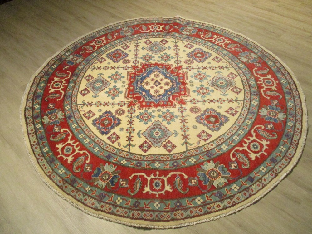 8' FEET ROUND Afghan-Refugee Tribal Vegetable-Dye HANDMADE-KNOTTED WOOL RUG 808