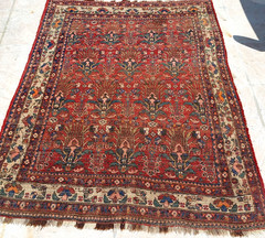 Rare 19th C Victorian / Antique Middle Eastern Kurdish / Kurd Bijar 5′ x 6.8′