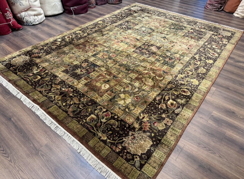Indo Per'sian Rug 8.6 x 12 Panel Design Vintage Soft Wool Pile Multicolor gallery